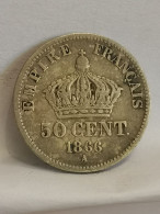 50 CENTIMES ARGENT 1866 A PARIS NAPOLEON III TETE LAUREE / SILVER FRANCE - 50 Centimes