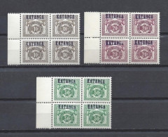 KATANGA (1960 COB#TX1a-TX3a Due Set: 4xBlocks) MNH SuperB Cat.Val. € 240.00 - Katanga