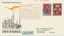 LUXEMBURG 12.9.1956, Eröffnung Des Flugdienstes In Den Nahen Osten Mit Superconstellation – Erstflug Deutsche Lufthansa - Storia Postale
