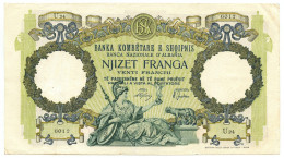 20 FRANCHI REGNO D'ITALIA E ALB. BANCA NAZIONALE D'ALBANIA GIUGNO 1939 BB/SPL - Ohne Zuordnung