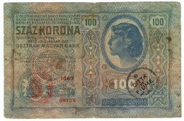 100 CORONE OCCUPAZIONE DANNUNZIANA FIUME SOVRASTAMPA II III TIPO 1912 MB/BB - Altri & Non Classificati