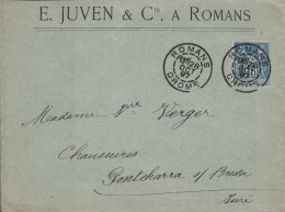 DROME - ROMANS - SAGE 15c - ENTETE E.JUVEN & CIE ROMANS - LE 25 OCTOBRE 1897. - 1877-1920: Periodo Semi Moderno