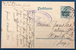 Belgique, Entier-carte (occupation) De Jumet 1916 + Censure Charleroi - (A019) - Other & Unclassified