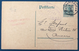 Belgique, Entier-carte (occupation) De Charleroy 1916 + Censure Charleroi - (A058) - Other & Unclassified