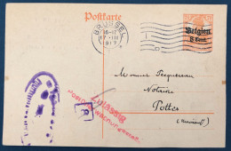 Belgique, Entier-carte (occupation) De Brussel 1917 + Censure Brussel - (A123) - Other & Unclassified