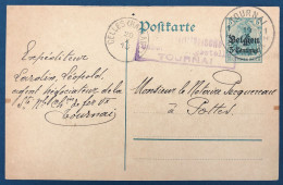 Belgique, Entier-carte (occupation) De Tournai 1915 + Censure Tournai - (A130) - Autres & Non Classés