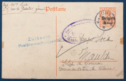 Belgique, Entier-carte (occupation) De Jumet 1917 + Censure Charleroi - (A162) - Other & Unclassified