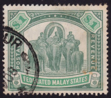 FEDERATED MALAY STATES FMS 1907 $1 Wmk.MCA Sc#34 - USED CDS @TE269 - Federated Malay States