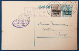 Belgique, Entier-carte (occupation) + Complément De Tournai  1916 + Censure Tournai - (A275) - Other & Unclassified