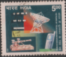 USED STAMP FROM 2003 INDIA ON 150TH ANN.OF TELECOMMUNICATION/SATELLITE DISH,TELE KEY,MOBILE PHONE - Usados