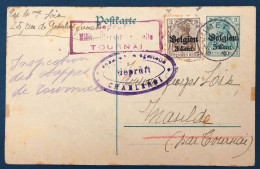 Belgique, Entier-carte (occupation) De Jumet 1916 + Complément, Censure Tournai Et Charleroi - (A325) - Andere & Zonder Classificatie