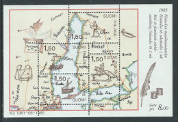 Finland Finnland Finlande 1985 History Of Post Dispatch XVII Century Finlandia-88 Exhibition Set Of 4 Stamps In Block - Blocks & Kleinbögen