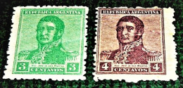 Argentina, 1920, Gen. San Martin -MNH , Michel # 234 X , 235 X ( 3c Green , 4c Red Lila ). - Nuovi