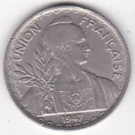 Indochine Union Française, 1 Piastre 1947, Tranche Striée, Cupronickel, Lec# 320 - Indochina Francesa