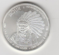 -  MONNAIE 1 DOLLAR SIOUX BUFFALO 2015 En Argent Poids 31 Grammes Dans Sa Capsule D'origine. - Sammlungen