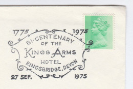 1975 KINGS ARMS HOTEL Cover ANNIV EVENT Kingsbridge GB Stamps - Hotel- & Gaststättengewerbe