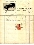 FACTURE.33.LIBOURNE.FABRIQUE DE VOITURES.CARROSSERIE.A.BOISSEL & P.DEDIEU 65 AVENUE GEORGES CLEMENCEAU. - Auto's