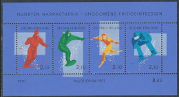 Finland Finnland Finlande 1991 Youth Winter Sports Set Of 4 Stamps In Block Mint - Blocks & Sheetlets