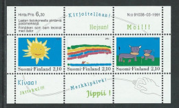 Finland Finnland Finlande 1991 Children's Computer Drawings Set Of 3 Stamps In Block Mint - Blocks & Kleinbögen