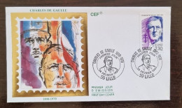 FRANCE DE Gaulle. Yvert N°2634 Fdc, Enveloppe 1er Jour Sur Soie. Emis Le 24 Février 1990 - De Gaulle (Generaal)