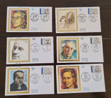 FRANCE Hommes Célèbres; écrivains, Poetes. Yvert N°2681/86.  Fdc, 6 Enveloppes 1er Jour Sur Soie (1991) - 1990-1999