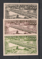 COTE D'IVOIRE - 1959 - PA N°YT. 19 - Pont - 3 Essais Non Dentelé / Imperf. Essays - Neuf Luxe ** / MNH - Côte D'Ivoire (1960-...)