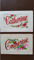 2 Cartes Brodées , Catherine - Embroidered