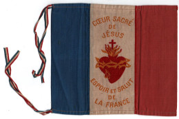 DRAPEAU COEUR SACRE DE JESUS ESPOIR SALUT DE FRANCE GUERRE 1914 1918 POILU PORTE BONHEUR - 1914-18
