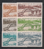 COTE D'IVOIRE - 1974 - PA N°YT. 63 - Pont - 6 Essais Non Dentelé / Imperf. Essays - Neuf Luxe ** / MNH - Côte D'Ivoire (1960-...)