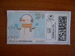 France Montimbrenligne Sur Fragment Bonhomme De Neige - Francobolli Stampabili (Montimbrenligne)