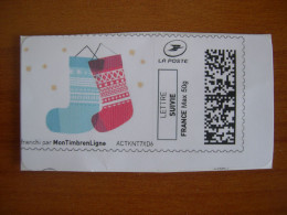 France Montimbrenligne Sur Fragment Chaussettes De Noel - Druckbare Briefmarken (Montimbrenligne)