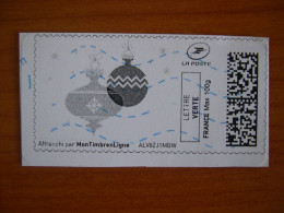 France Montimbrenligne Sur Fragment Boules De Noel - Printable Stamps (Montimbrenligne)