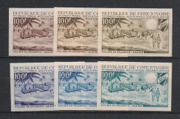 COTE D'IVOIRE - 1969 - N°YT. 293 - Assinte - 6 Essais Non Dentelé / Imperf. Essays - Neuf Luxe ** / MNH - Côte D'Ivoire (1960-...)