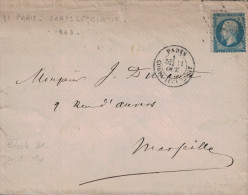 PARIS - CORPS-LEGISLATIF - LE 31 OCTOBRE 1863 - EMPIRE - N°22 - ETOILE 31 FAIBLE - ENVELOPPE SANS TEXTE POUR MARSEILLE. - 1877-1920: Periodo Semi Moderno