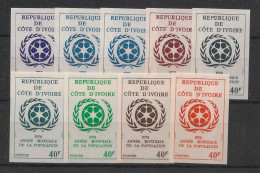 COTE D'IVOIRE - 1974 - N°YT. 374 - Population - 9 Essais Non Dentelé / Imperf. Essays - Neuf Luxe ** / MNH - Côte D'Ivoire (1960-...)