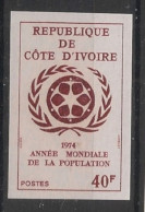 COTE D'IVOIRE - 1974 - N°YT. 374 - Population - Essai Non Dentelé / Imperf. Essay - Neuf Luxe ** / MNH - Côte D'Ivoire (1960-...)