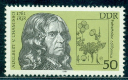 1981 Adelbert Von Chamisso,poet,botanist,California Poppy Flower,DDR,2607,MNH - Karl Marx