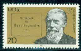 1981 Wilhelm Raabe,german Writer,The Chronicle Of Sparrow Lane/1857,DDR,2608,MNH - Karl Marx