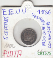 CR1575 MONEDA EEUU 5 CENTIMOS 1836 PLATA BC - Sonstige & Ohne Zuordnung