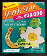 114 E, Lottery Tickets, Portugal, « Raspadinha », « Instant Lottery », « GRANDE SORTE Pode Ganhar Até €20.000... » # 547 - Billets De Loterie