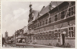 Carte Photo Braine-le-Comte - La Poste Et L'ancienne église Des Dominicains - Non Circulée - Divisée - Animée - Braine-le-Comte