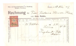 Rechnung 1907 Alois Mathis Wolfurt Käse- U. Butterfabrikation Wolfurt Vorarlberg Österreich M. Steuermarke - Austria
