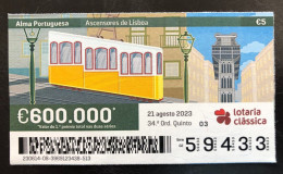 114 E, 1 X Lottery Ticket, Portugal, « Alma Portuguesa »,  « Ascensores De Lisboa », « Elevators », « Ascenseurs », 2023 - Billets De Loterie