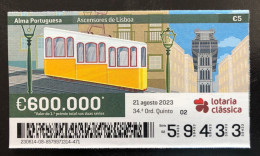 114 E, 1 X Lottery Ticket, Portugal, « Alma Portuguesa »,  « Ascensores De Lisboa », « Elevators », « Ascenseurs », 2023 - Billets De Loterie