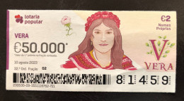 114 E, 1 X Lottery Ticket, Portugal, « NOMES Próprios: VERA », « First NAMES: VERA », « NOMS: VERA »,  2023 - Billets De Loterie