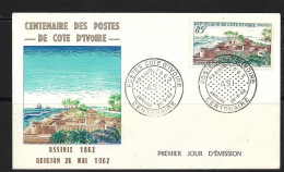 COTE D'IVOIRE 1962 FDC POSTE D'ASSINIE    YVERT N°206 - Côte D'Ivoire (1960-...)