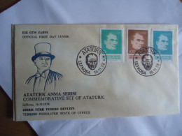 TURKEY CYPRUS FDC  1978 ATATURK - Cartas & Documentos
