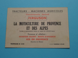 LA MOTOCULTURE De PROVENCE Et Des ALPES ( FERGUSON ) AIX-en-Provence ( Voir / Zie Scan ) ! - Visiting Cards