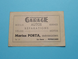 Garage MARIUS PORTA Mécanicien ( Tél 21 ) La Gare PUYRICARD ( Voir / Zie Scan ) ! - Visitenkarten