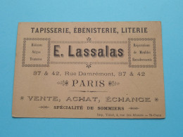 E. LASSALAS > Tapisserie, Ebénisterie, Literie ( Tél 46 ) Rue Damrémont PARIS ( Voir / Zie Scan ) ! - Cartes De Visite